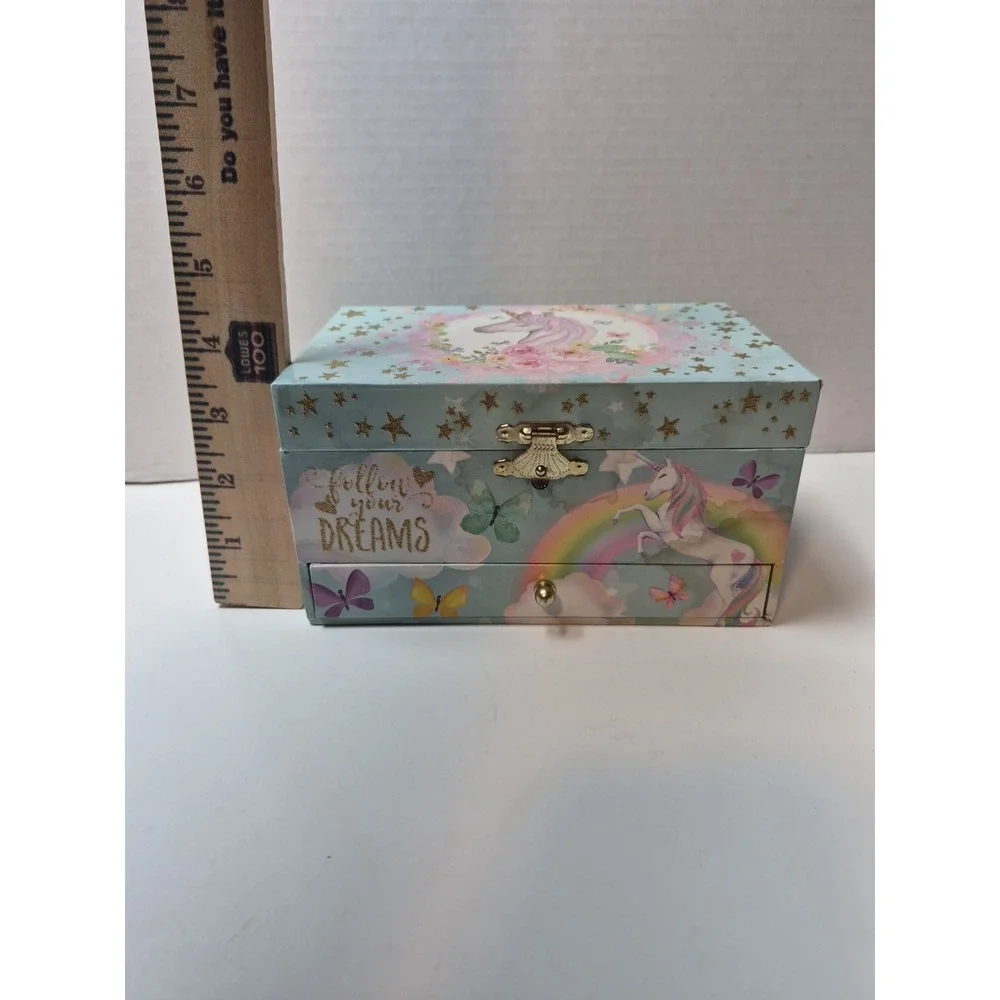 The Memory Building‎ Company Unicorn Music Jewelry Box Girl's Rainbow Working